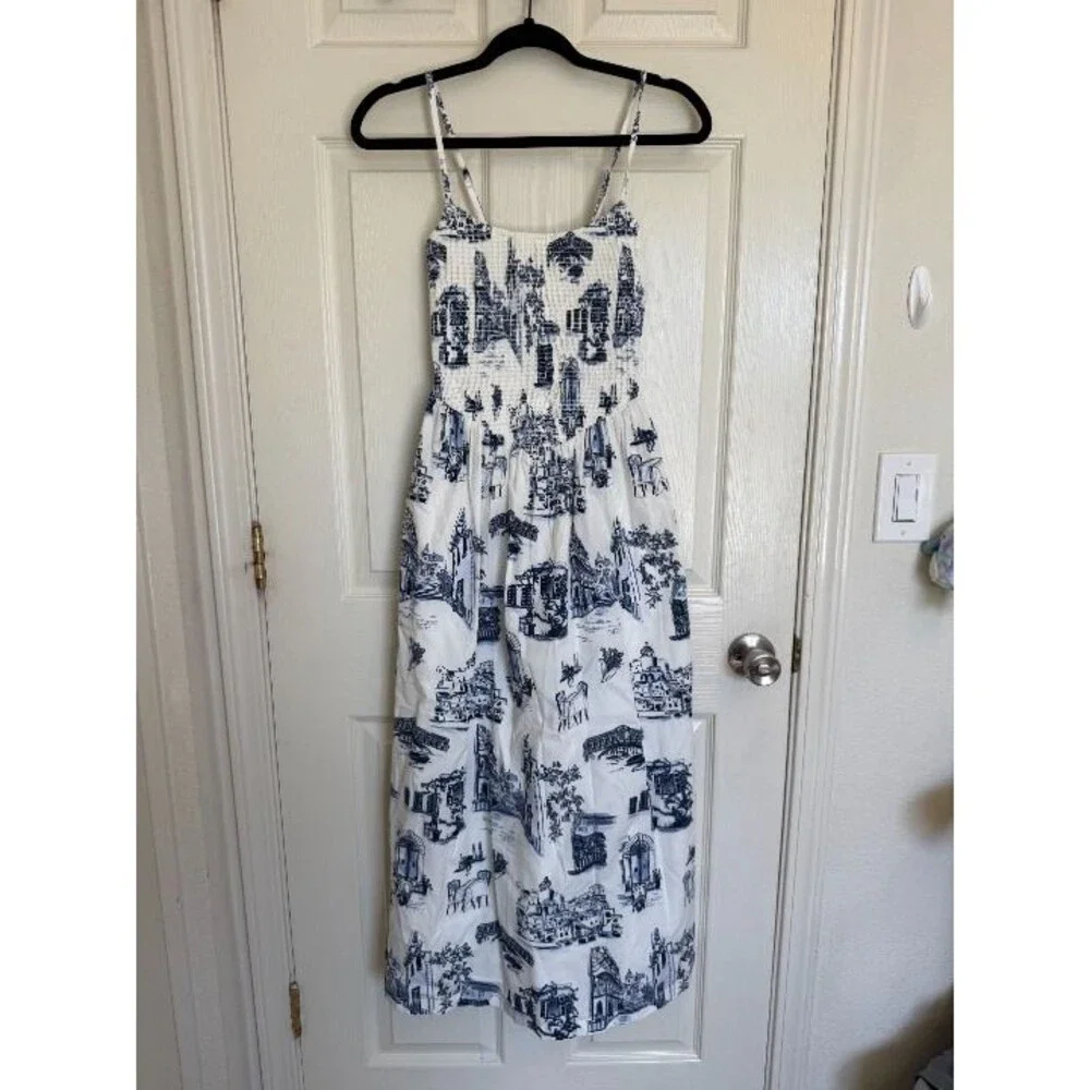 NWT Abercrombie & Fitch Women's Dipped-Waist Smocked Midi Dress